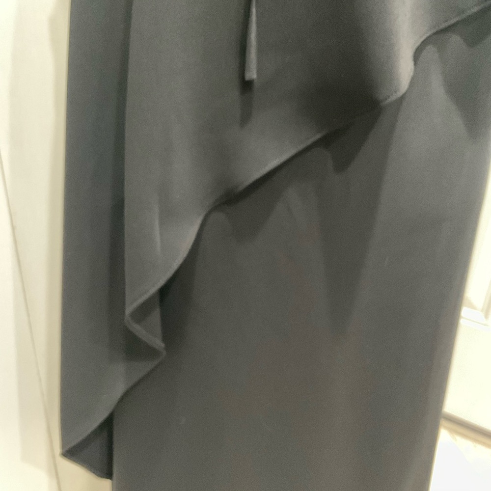🌼KENZO Paris Black Midi Quality Polyester Lined Diag. Ruffled Skirt, 10/40EU - Picture 4 of 8